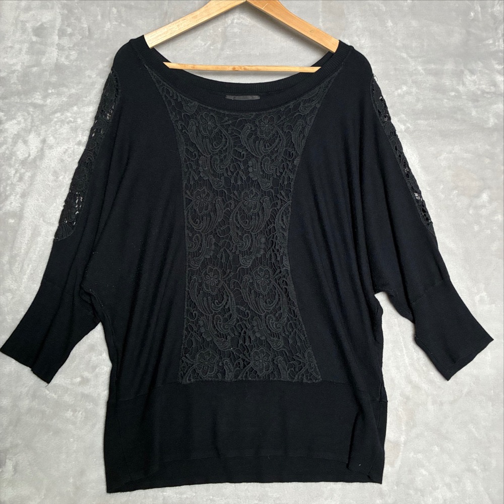 Lane Bryant Black Lace Overlay Dolman Sleeve Knit Top Womens 18/20 plus